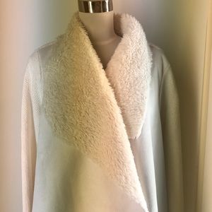 Cardigan sweater faux fur suede 2X